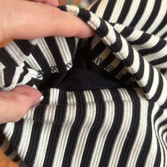 Madewell Black and White Stripe Scoop Neck Fit & Flare Short Sleeve Dress Size 6 - Picture 8 of 14